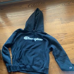 black champion hoodie w/ animal print detailing